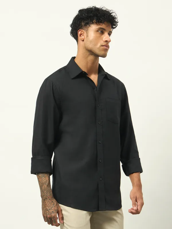 Black_Cotton_Regular_Fit_Full_Sleeve_Shirt_For_Men