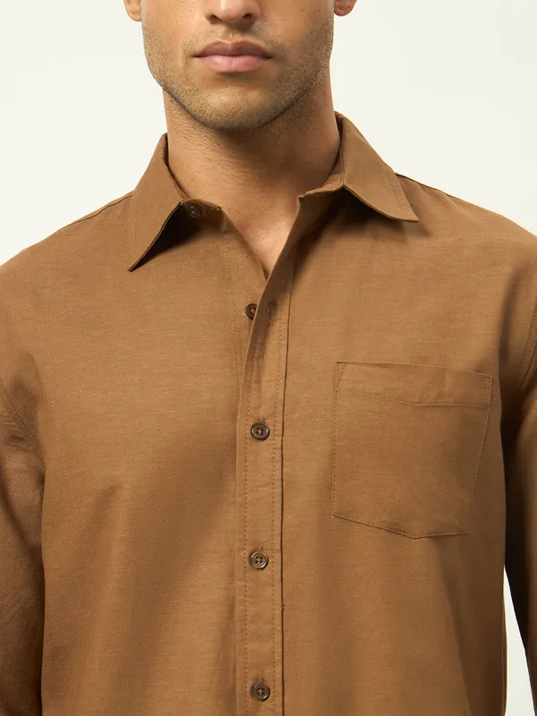 Tan_Cotton_Regular_Fit_Full_Sleeve_Shirt_For_Men