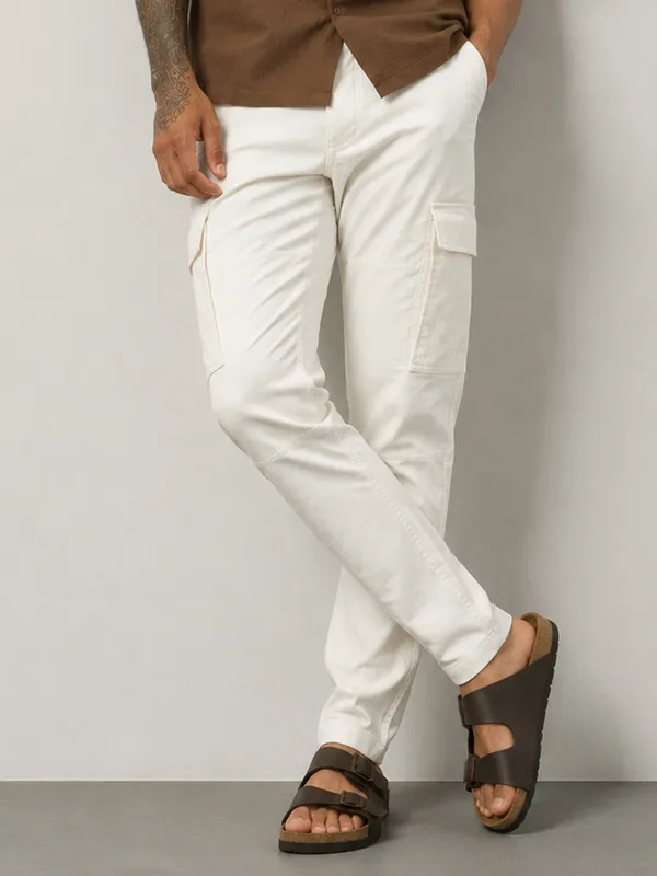White_Cotton_Relaxed_Fit_Cargo_Trousers_For_Men