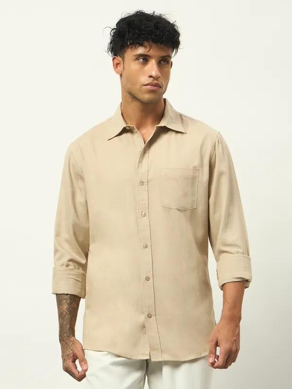 Beige_Cotton_Regular_Fit_Full_Sleeve_Shirt_For_Men