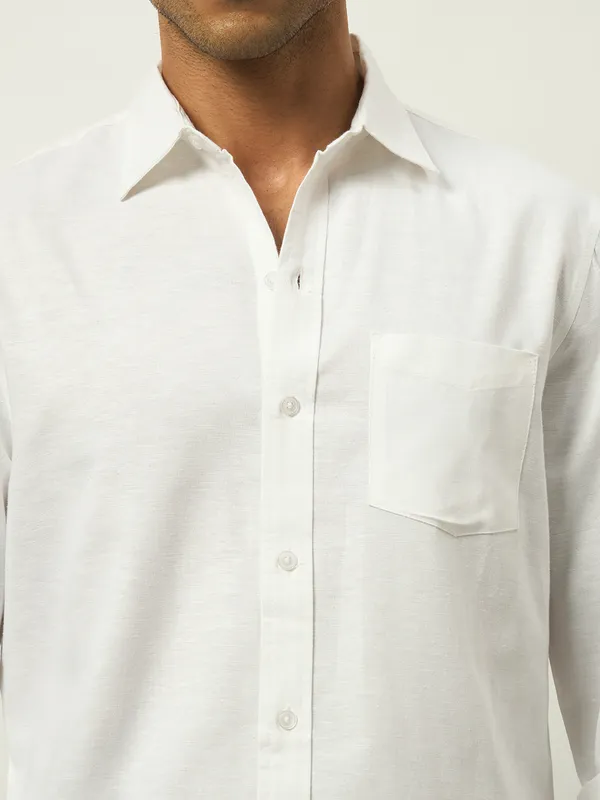 White_Cotton_Relaxed_Fit_Full_Sleeve_Shirt_For_Men