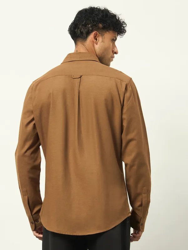 Tan_Cotton_Regular_Fit_Full_Sleeve_Shirt_For_Men
