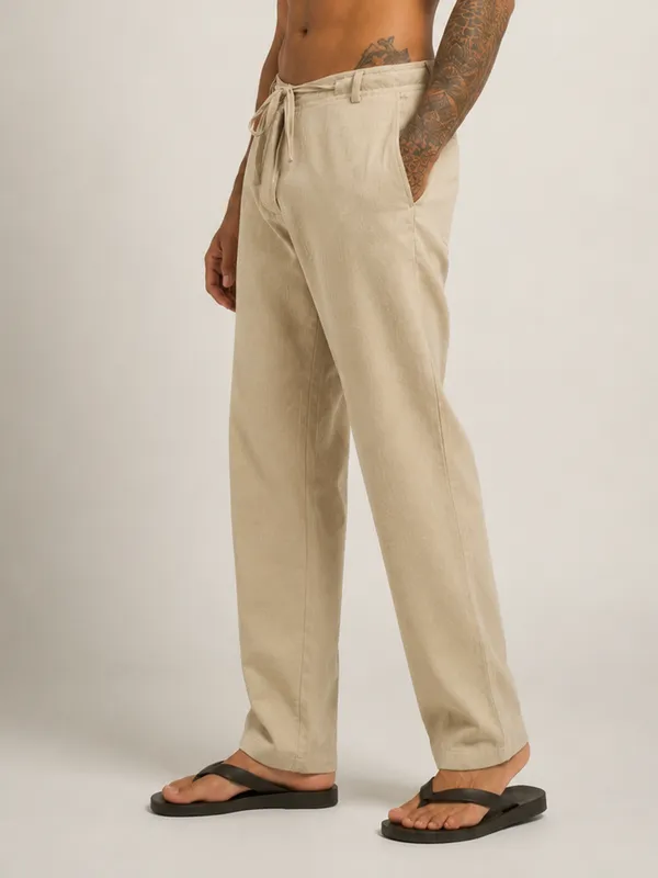 Sand_Beige_Linen_Relaxed_Fit_Drawstring_Trousers_For_Men