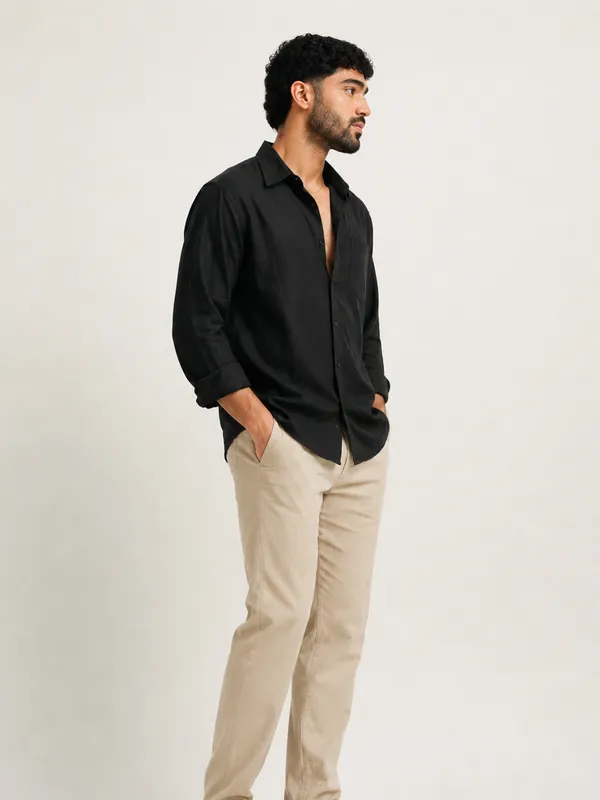 Black_Linen_Regular_Fit_Full_Sleeve_Shirt_For_Men