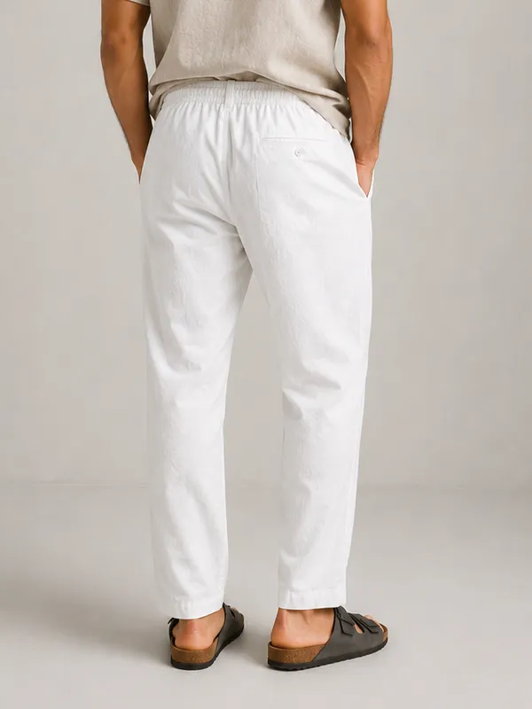 White_Linen_Relaxed_Fit_Drawstring_Trousers_For_Men