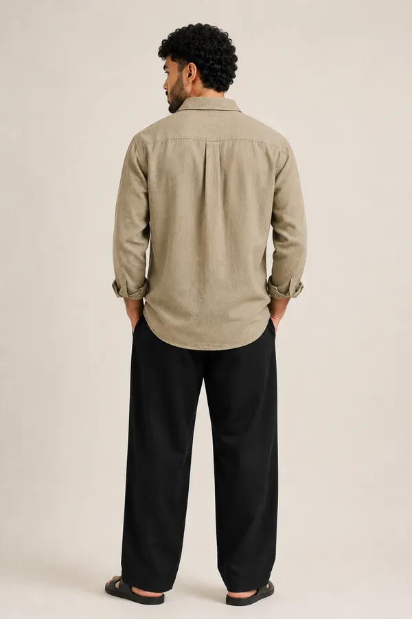 Tan_Cotton_Regular_Fit_Full_Sleeve_Shirt_For_Men