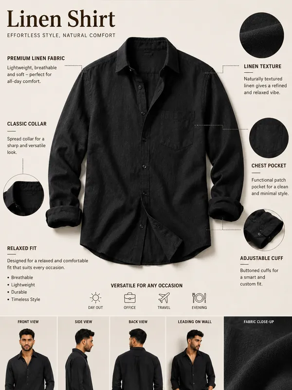Black_Linen_Regular_Fit_Full_Sleeve_Shirt_For_Men