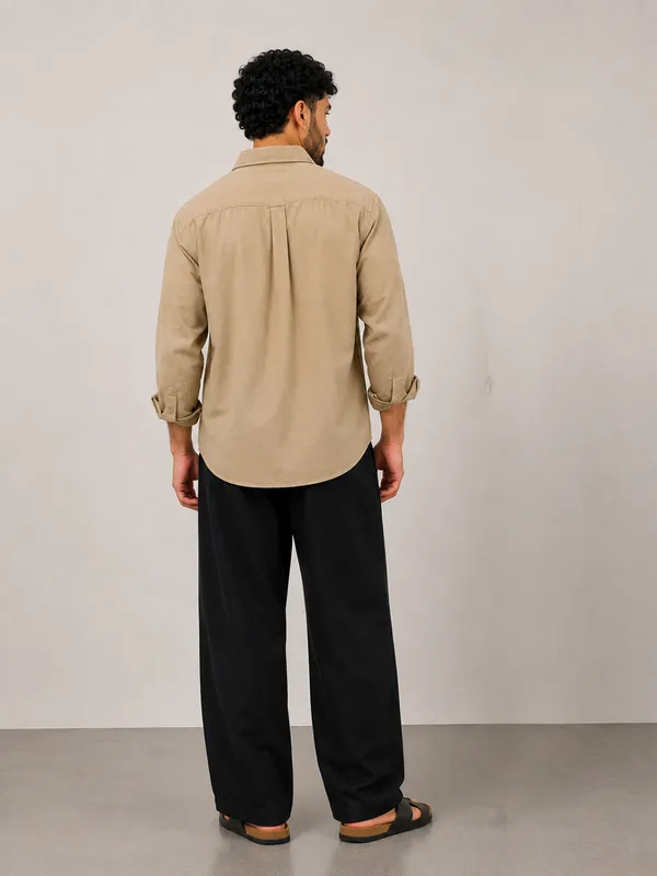 Sand_Beige_Cotton_Relaxed_Fit_Full_Sleeve_Shirt_For_Men