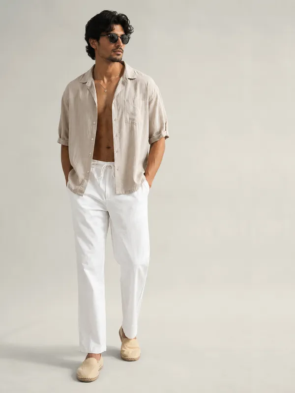 White_Linen_Relaxed_Fit_Drawstring_Trousers_For_Men