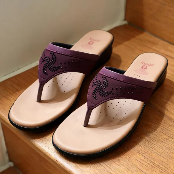 Maroon_Eva_Lycra_With_Swarovski_Flip_Flops_For_Women