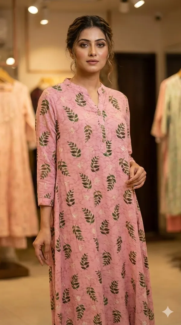 Pink_Kurta_Rayon_Foil_For_Women