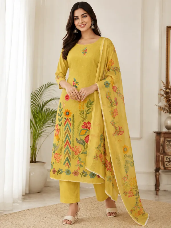 Yellow_Kurta_Palazzo_Set_Cotton_Print_For_Women