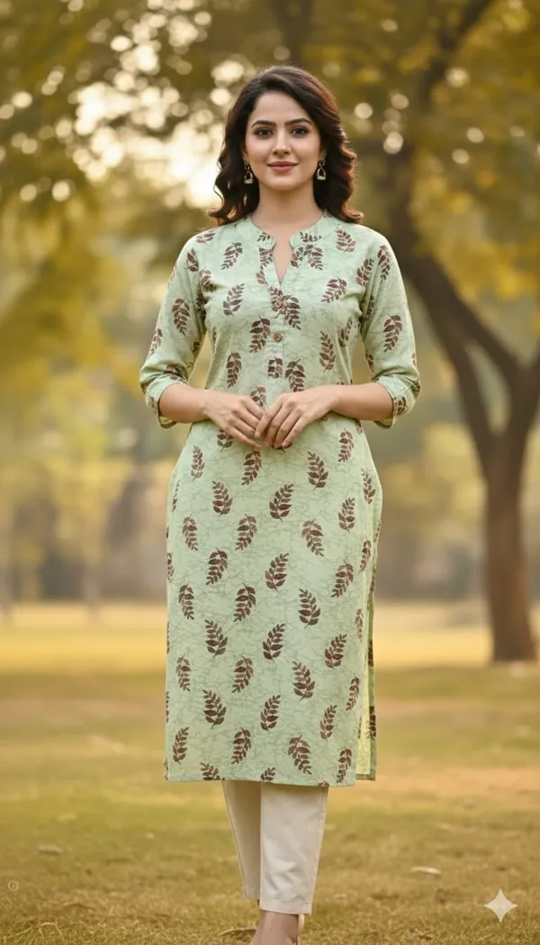 Green_Kurta_Rayon_Foil_For_Women