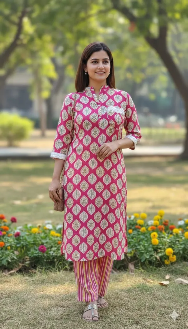 Pink_Kurta_With_Palazzo_Set_Muslin_Print_For_Women