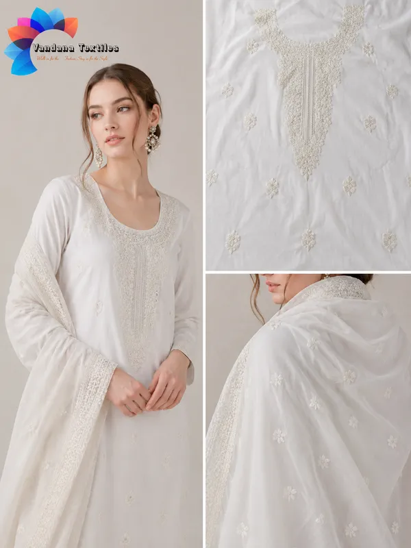 White_Kurta_With_Dupatta_Mal_Cotton_For_Women