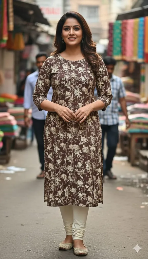 Brown_Kurta_Rayon_Foil_For_Women