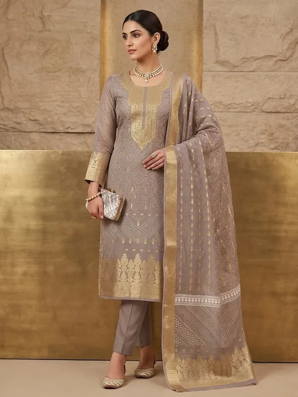 Grey_Unstitched_Dress_Material_Jacquard_Print_For_Women
