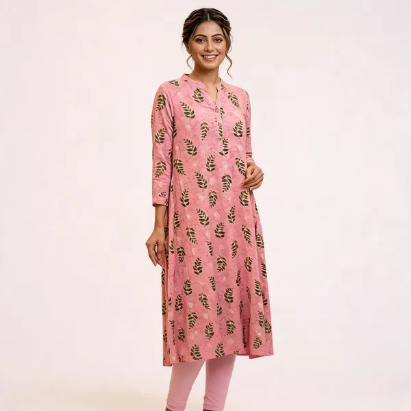 Pink_Kurta_Rayon_Foil_For_Women