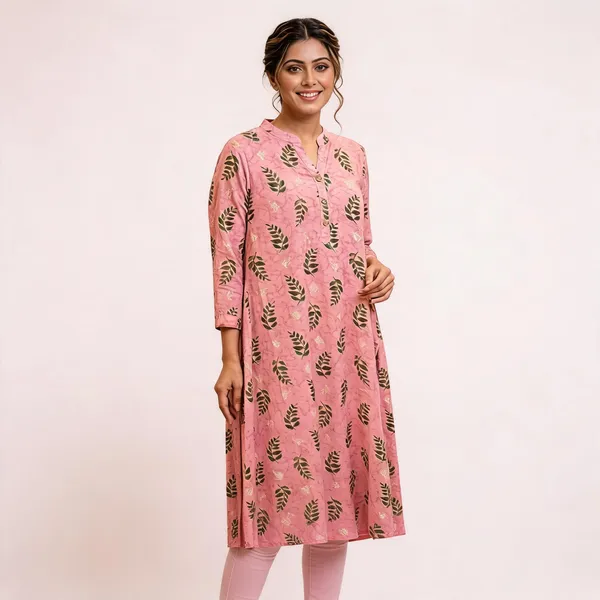 Pink_Kurta_Rayon_Foil_For_Women