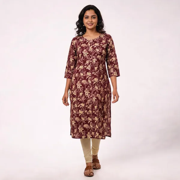 Maroon_Kurta_Rayon_Foil_For_Women