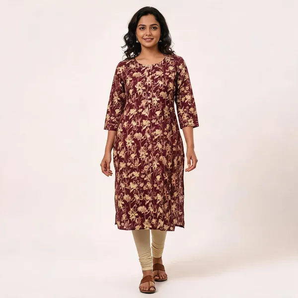 Maroon_Kurta_Rayon_Foil_For_Women