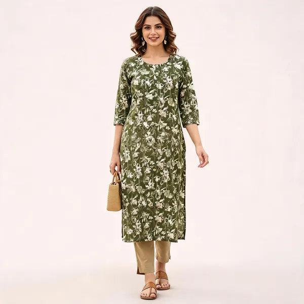 Olive_Green_Kurta_Rayon_Foil_For_Women