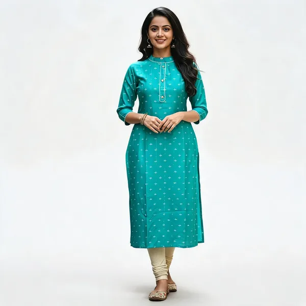 Teal_Kurta_Muslin_Sequence_For_Women