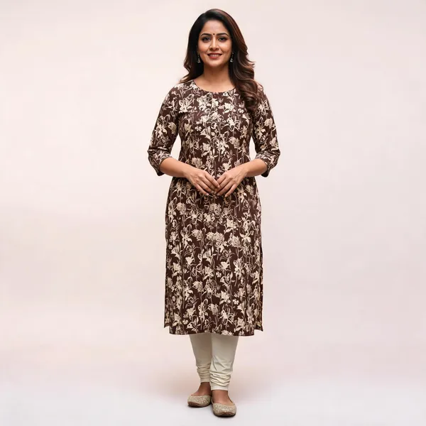 Brown_Kurta_Rayon_Foil_For_Women