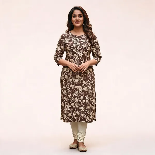 Brown_Kurta_Rayon_Foil_For_Women