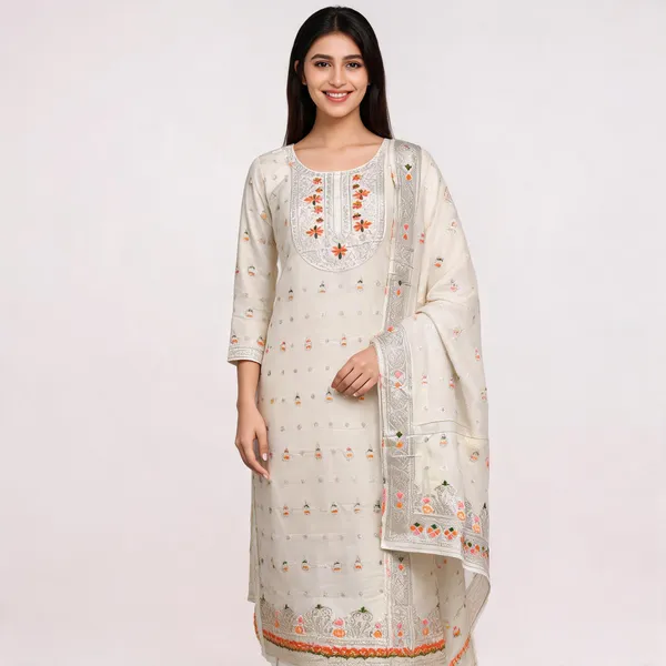 Off_White_Unstitched_Dress_Material_Cosmos_Jacquard_For_Women