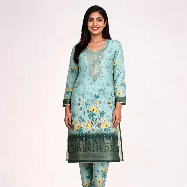 Sea_Green_Unstitched_Dress_Material_Jacquard_Suit_For_Women