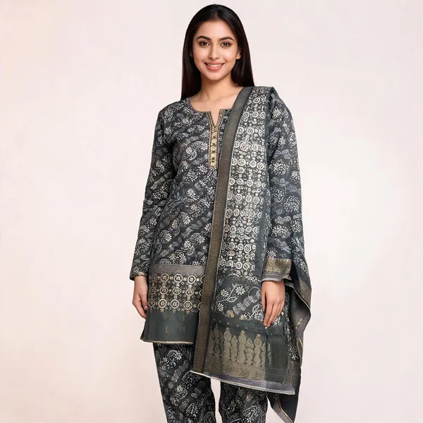 Black_Unstitched_Dress_Material_Jacquard_Suit_For_Women