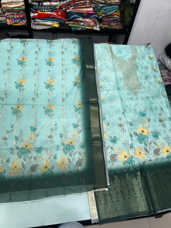 Sea_Green_Unstitched_Dress_Material_Jacquard_Suit_For_Women
