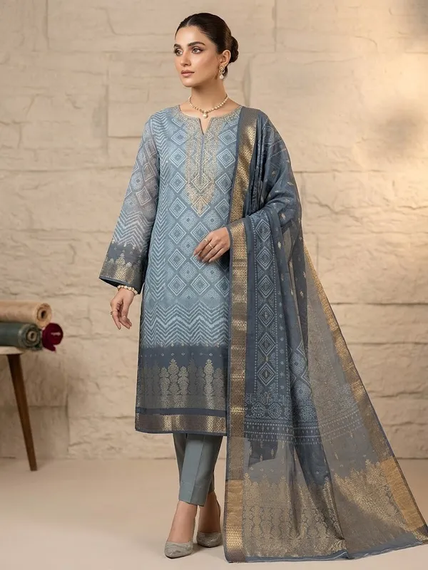 Blue_Unstitched_Dress_Material_Jacquard_Print_For_Women