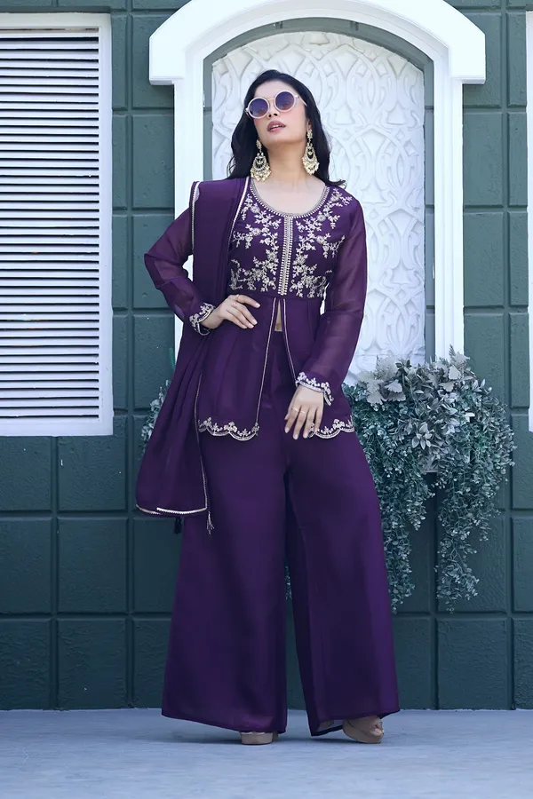 Women_Ethnic_Motifs_Embroidered_Empire_Thread_Work_Pure_Silk_Kurti_With_Palazzos_&_Dupatta
