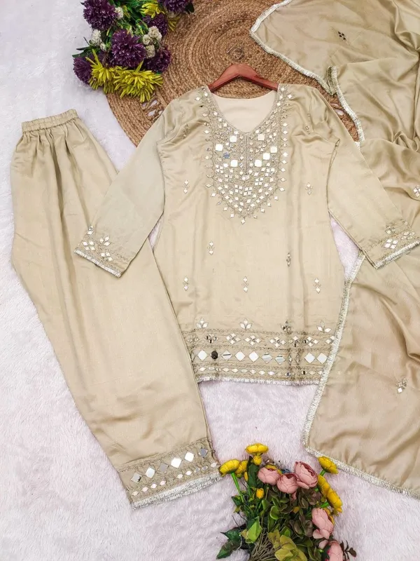 Beige_Crepe_Silk_Mirror_Embroidered_Kurti_Palazzo_Set_with_Dupatta_-_Beige_-_Free_Size