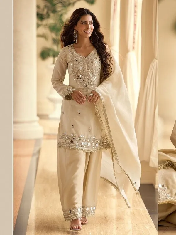 Beige_Crepe_Silk_Mirror_Embroidered_Kurti_Palazzo_Set_with_Dupatta_-_Beige_-_Free_Size