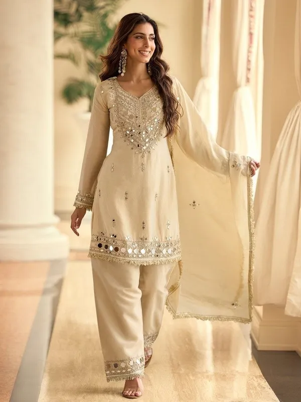 Beige_Crepe_Silk_Mirror_Embroidered_Kurti_Palazzo_Set_with_Dupatta_-_Beige_-_Free_Size