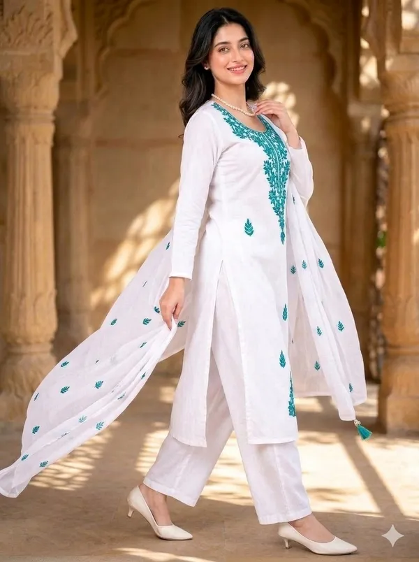 Sky_Blue_Silk_Regular_Floral_Embroidered_Kurta_Trouser_Set_For_Women