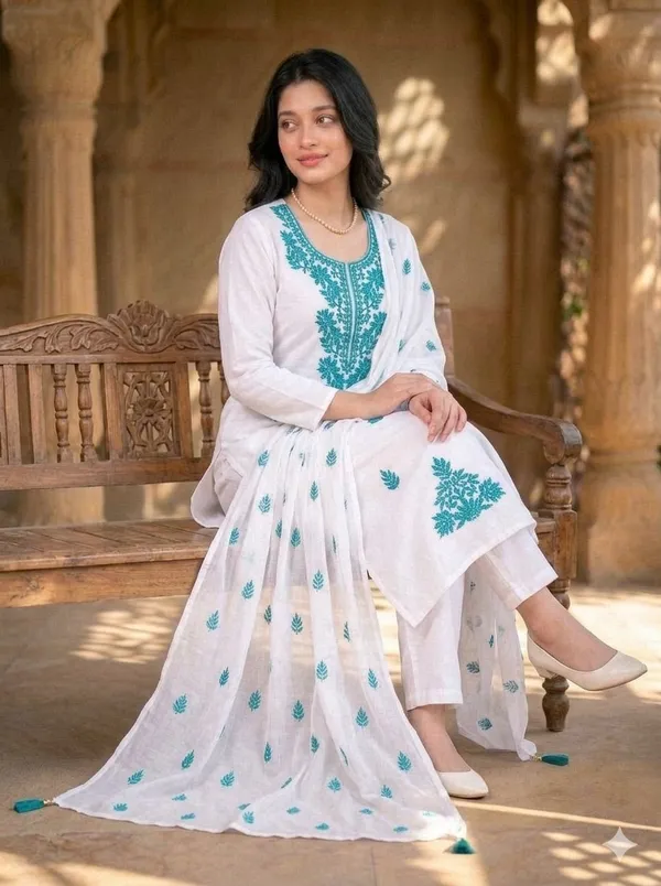 Sky_Blue_Silk_Regular_Floral_Embroidered_Kurta_Trouser_Set_For_Women