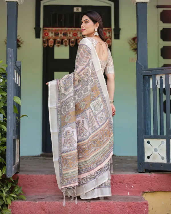 Cream_and_Pastel_Multicolour_Printed_Pure_Cotton_Linen_Saree_with_Blouse_and_Tassels_on_Edges