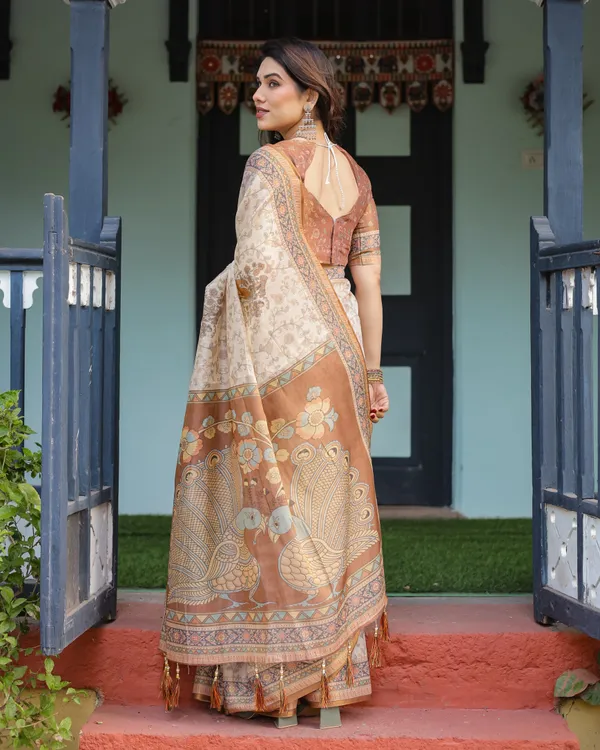 Beige_and_Rust_Handloom_Cotton-Linen_Saree_with_Floral_Motifs_and_Peacock_Pallu