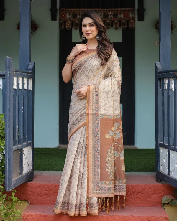 Beige_and_Rust_Handloom_Cotton-Linen_Saree_with_Floral_Motifs_and_Peacock_Pallu