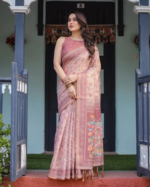 Blush_Pink_Handloom_Cotton-Linen_Saree_with_Floral_Motifs_and_Artistic_Pallu