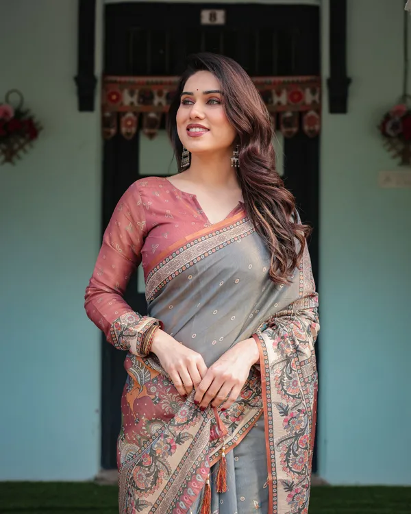 Slate_Blue_Handloom_Cotton-Linen_Saree_with_Vibrant_Folk_Motifs_and_Floral_Pallu