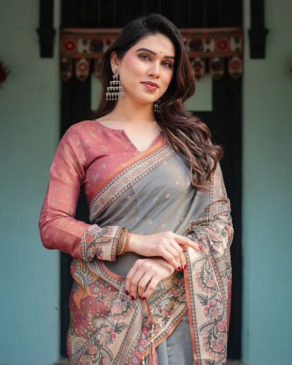 Slate_Blue_Handloom_Cotton-Linen_Saree_with_Vibrant_Folk_Motifs_and_Floral_Pallu