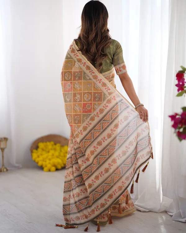 Multicolor_Zari_Woven_Handloom_Cotton_Saree_with_Traditional_Animal_&_Floral_Motifs_and_Tassels