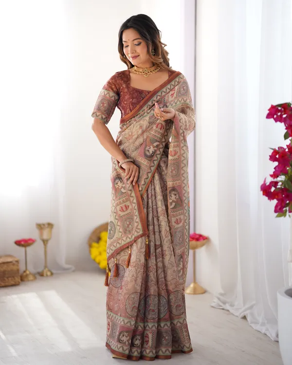 Beige_&_Maroon_Handloom_Cotton_Saree_with_Royal_Faces_&_Elephant_Pallu_Motif
