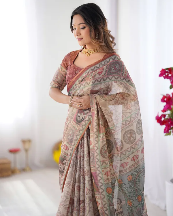 Beige_&_Maroon_Handloom_Cotton_Saree_with_Royal_Faces_&_Elephant_Pallu_Motif