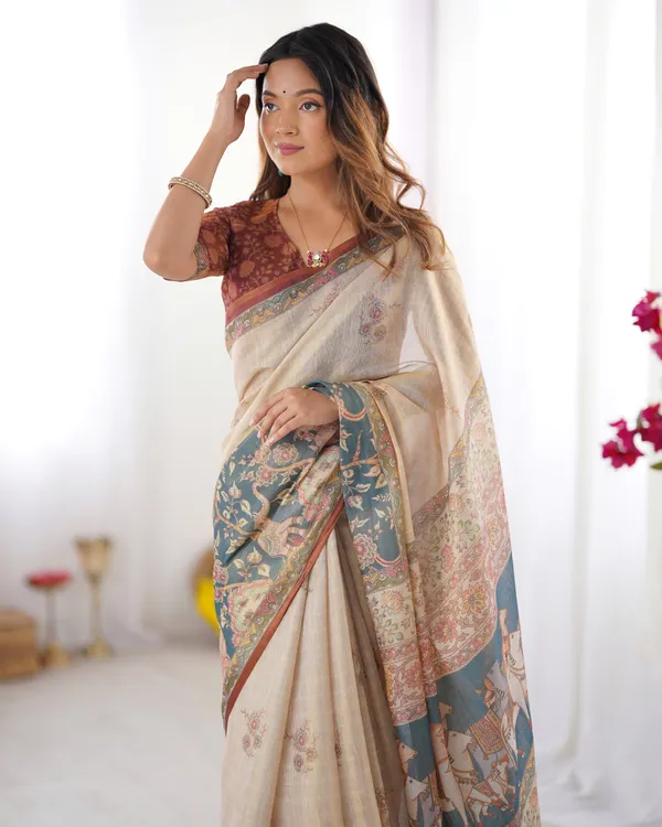 Beige_Handloom_Cotton_Saree_with_Maroon_Blouse_and_Multicolor_Royal_Procession_Pallu